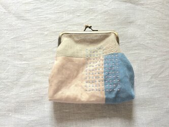 がま口ポーチ　baby pink&light blueの画像