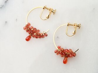 めのう＆ビーズフープイヤリングの画像