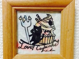 ミニ切り絵：なまいき猫ちゃんとカップケーキ2の画像