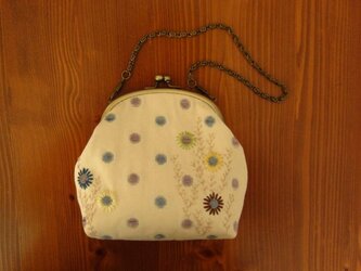 手刺繍・がまぐちバッグ(水玉・デージー)の画像
