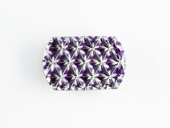 東京切子帯留め　お太鼓　麻の葉「六角」　紫の画像