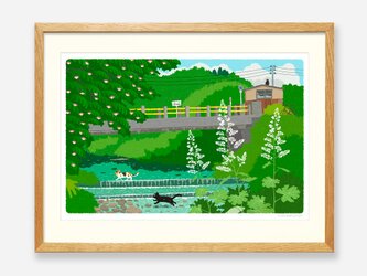イラストフレーム（19.夏の川を渡る）の画像