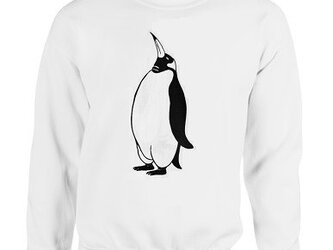 ペンギン カジュアルスウェットトレーナー、ホワイト (裏起毛) オリジナルデザインの画像