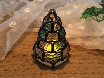【小さなもみの木ランプ】ステンドグラス・ミニランプ（LEDライト付）の画像