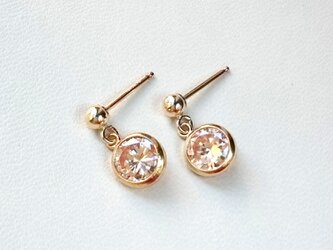 k14gf　キュービックジルコニアの宝石質ピアス（コニャック）の画像