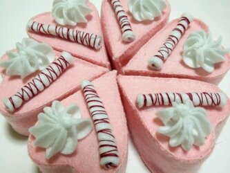 フェルトのハート型ケーキ6個セット＊春色ピンクの画像