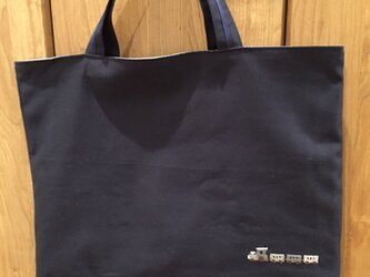 クロスステッチ刺繍★電車：紺色レッスンバッグ／＊お受験・入園入学・通園通学＊／の画像