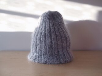 モヘアのリブ編みニット帽・グレー●受注生産●の画像