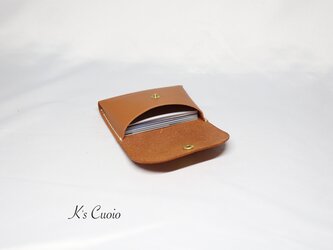 ヌメ革 手のひらサイズのカードケース（キャメル色）の画像