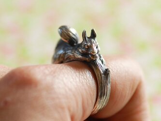 木の実を食べるリスのリング 9〜13号の画像