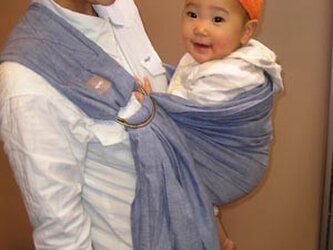 抱っこ紐 新生児 ベビースリング ムラ染シャンブレーコットン（ネイビー）の画像