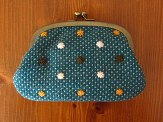 手刺繍・ヨコ長がまぐち(konpeito)の画像