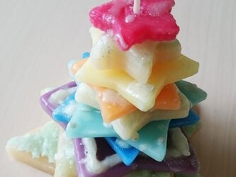 Rainbow Christmas tree candleの画像
