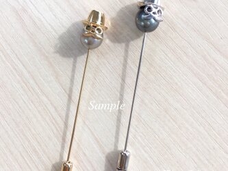 タヒチパール黒蝶真珠のパール紳士のピンブローチの画像