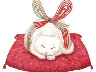 たとう包みのポチ袋　水引猫の画像