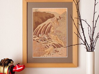 木はり絵「和州吉野義経馬洗滝」の画像