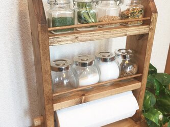 3段kitchen paper shelf 全茶 キッチンペーパー スパイスラックの画像