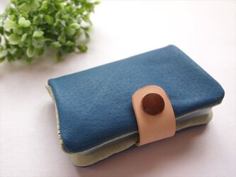 【定番ブルー】ぶた革やわらかカードケース【受注生産】161005の画像