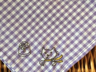 ハンカチ 猫の王子さま刺しゅう(ドーム)の画像