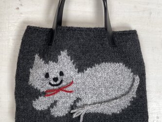 ニットバッグ　ねこ　（チャコールグレー）