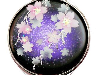 コンパクトミラー　鏡　 丸ミラー　夜桜 [M1]の画像