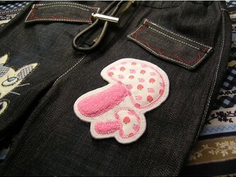 ★きのこのいちご★アップリケ刺繍ワッペン★アイロン接着★の画像