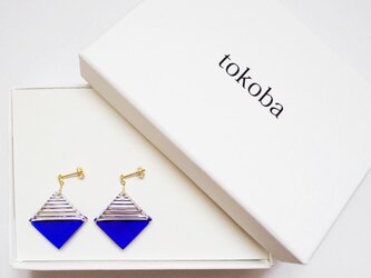 tokoba クリスタルピアス B-accent (blue)の画像