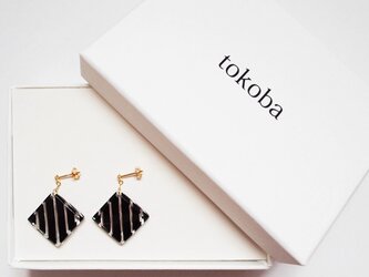 tokoba クリスタルピアス B-stripe (black)の画像