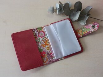 牛革×リバティープリント　カードケース 　ピンクの画像