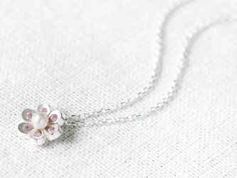 Pink 花＆真珠 ネックレス シルバー925の画像