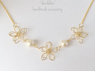 【再…】高品質~小花~ wire flower コットンパールネックレス＊の画像