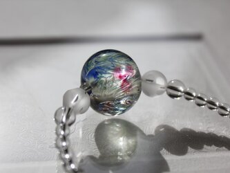 蜻蛉玉と水晶のネックレス ーArt Blossom2015ー〈A-22〉の画像