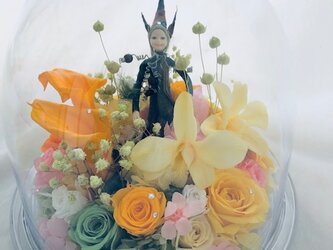【プリザーブドフラワーオルゴールアレンジ】お花の妖精と星に願いをのメロディーと一緒にの画像