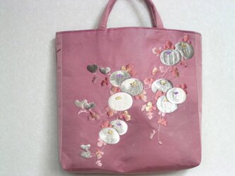 刺繍アンティーク帯　リメイクバッグ　中袋も絹の八掛　送料無料の画像