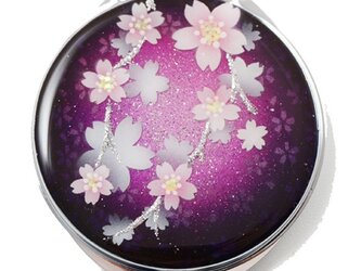コンパクトミラー　鏡　 丸ミラー　紅紫桜 銀箔　[M2]の画像