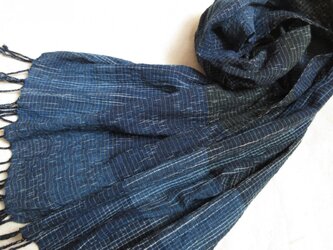 【再販】残り糸をつかった藍の手織りストールの画像