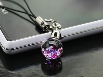 Bijou glass Ball ストラップorイヤホンジャック　～レッドパープルクリアカラー～の画像