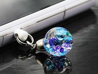 Bijou glass Ball ストラップorイヤホンジャック　～アイスブルー系パープルクリアカラー～の画像