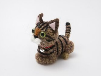 猫あみぐるみ（キジトラ）（毛糸のぬいぐるみ）の画像