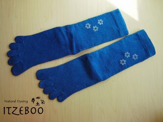 5本指ヘンプソックス　レギュラー　藍染め　麻の葉の画像