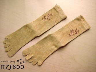 5本指ヘンプソックス　レギュラー　べんがら染め　蓮の花の画像
