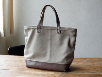 ■ nori. cotton + 革トート　ブラウンの画像