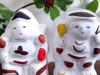 福の神　ペア　土人形の画像