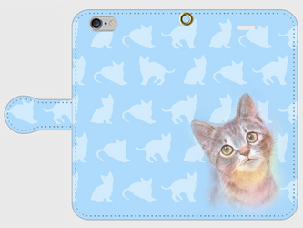 見上げる子猫ちゃん　 手帳型スマホケース iPhone6/6sの画像
