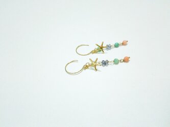14kgf 【jewelry series 】starfish ×夏の天然石　ピアス/イヤリンの画像