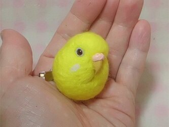 セキセイインコ ルチノー（濃赤目）★マグネット/ブローチどちらか選択 羊毛の小鳥 受注作成　羊毛フェルト　鼻の色変更可能の画像