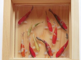 錦鯉 樹脂金魚 ひのきアート 「豊」純日本製 プレゼント 誕生日 結婚祝い 退職 還暦祝い 男性 女性 お中元の画像