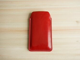 iPhone 全機種対応 レザー スリーブケース レッド (14/14 pro/14 Pro Max/SE3)の画像