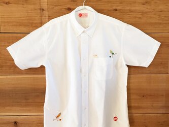 BOWLING 刺繍 ボタンダウン OXホワイトシャツの画像