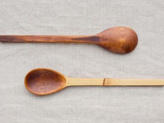 【再入荷】竹のスプーン　拭き漆　生漆(茶)の画像
